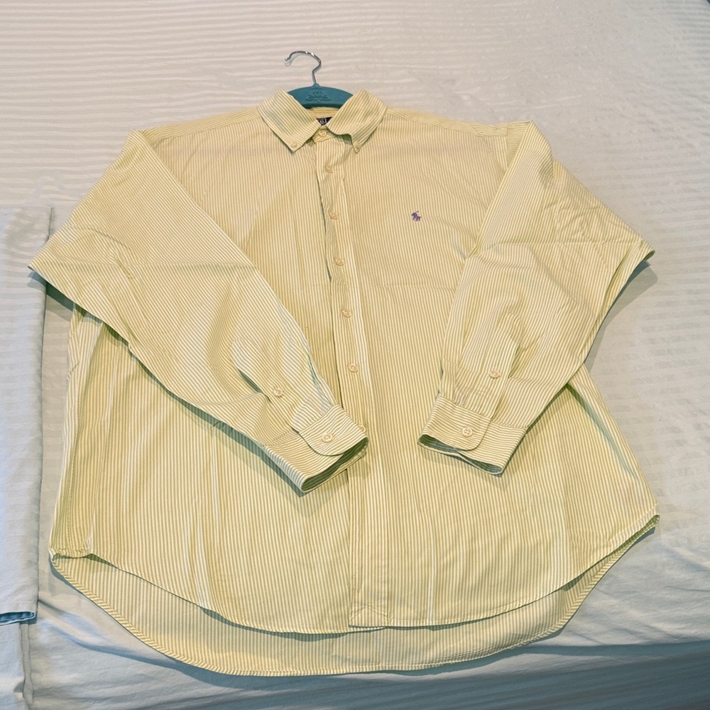 Lime Green Striped Men's Polo Shirt